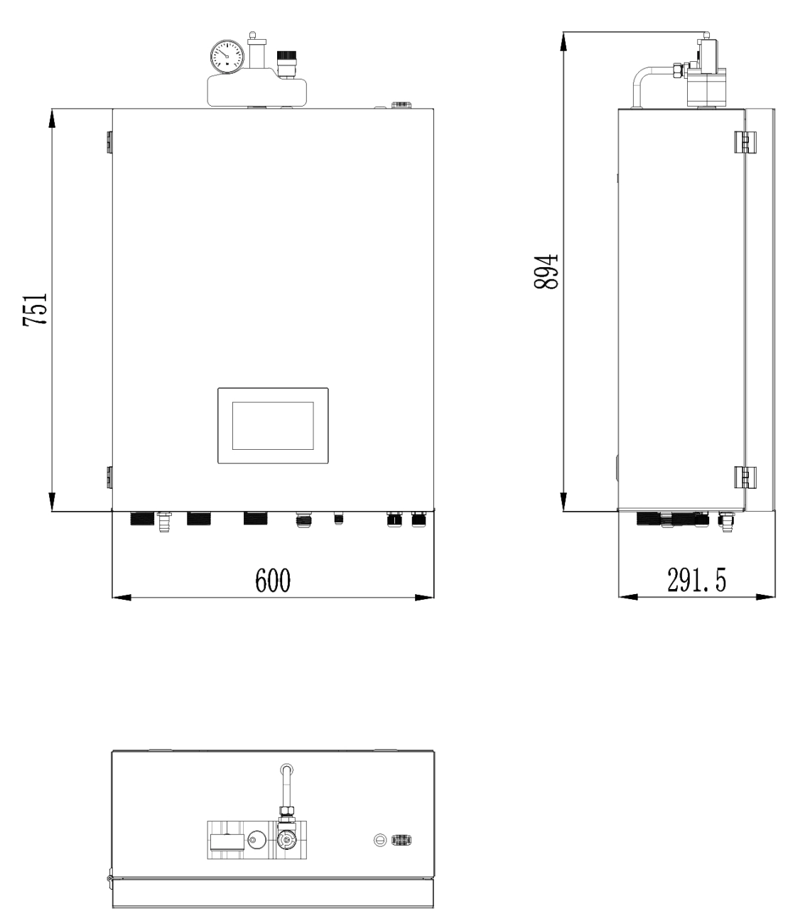 Schema delle dimensioni dellunità interna per le pompe di calore MyCond BeeSmart.