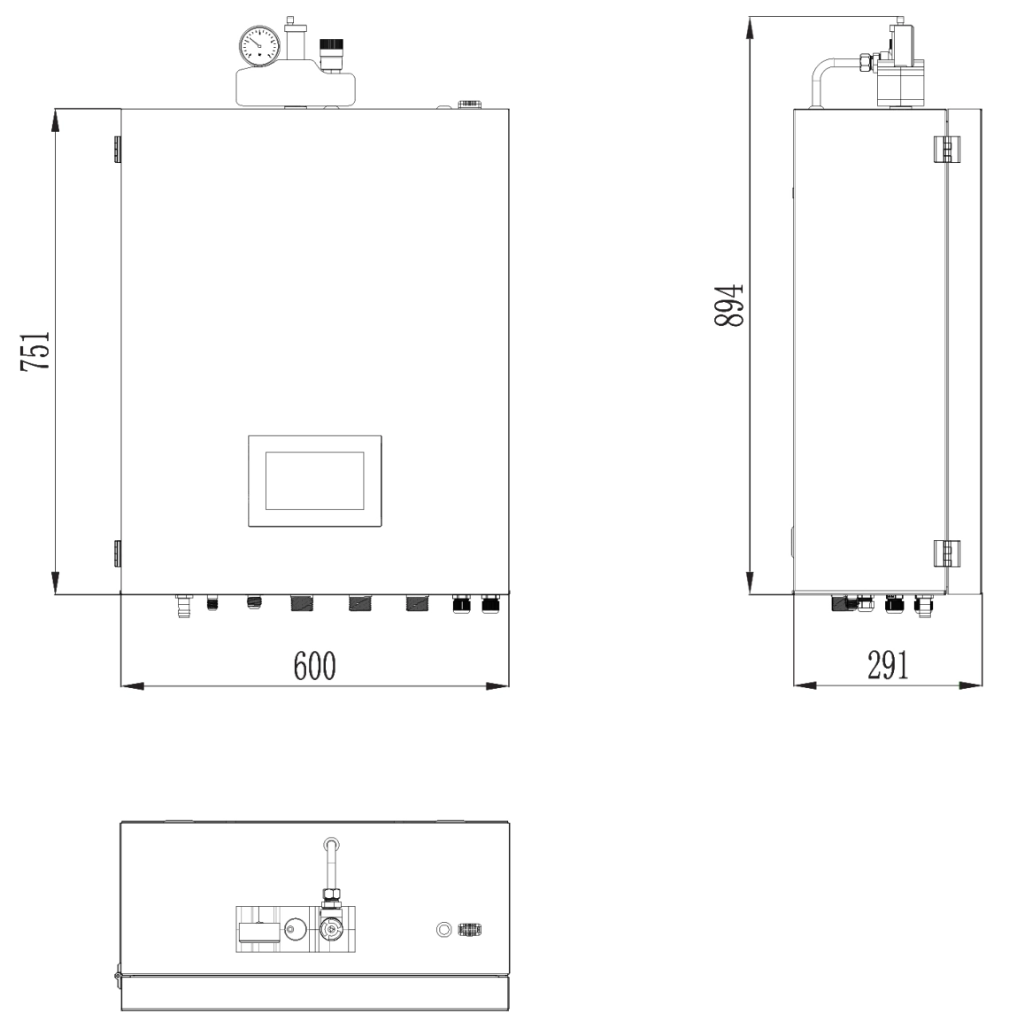Diagramma delle dimensioni dellunità interna MyCond BeeSmart per un utilizzo ottimale dello spazio.