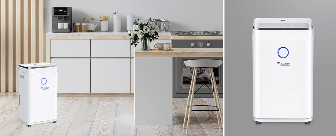 Deumidificatore daria MyCond Roomer Smart 25 ad alta efficienza energetica per uso residenziale.