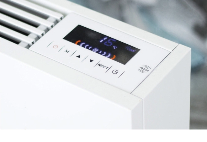 Ventilconvettore a pavimento MyCon Silent Sleek per un condizionamento efficiente e silenzioso.