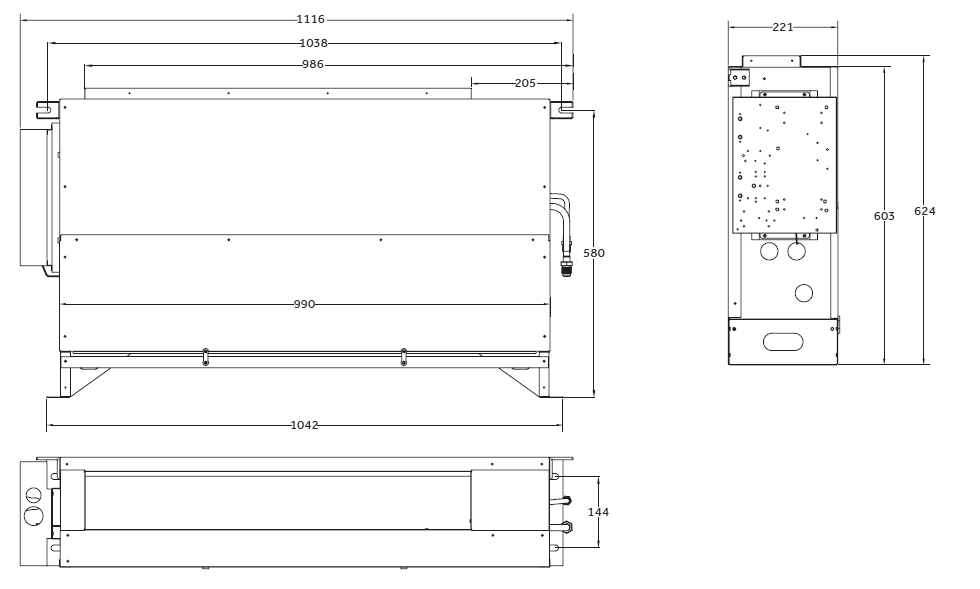 Dimensioni dingombro di MyCond Built-in a pavimento