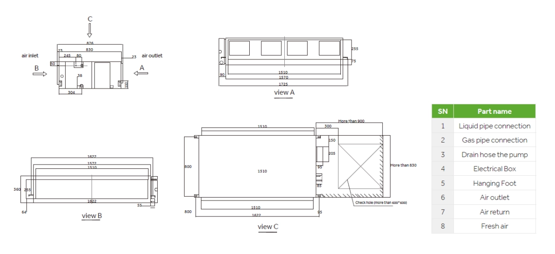 Dimensioni dingombro del condotto MyCond High ESP - 2