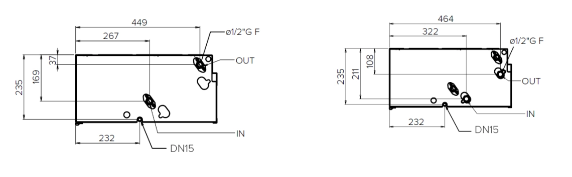 MyCond HPL Diagramma che mostra i meccanismi di distribuzione e controllo dellaria nei ventilconvettori a condotto ESP di medie dimensioni.
