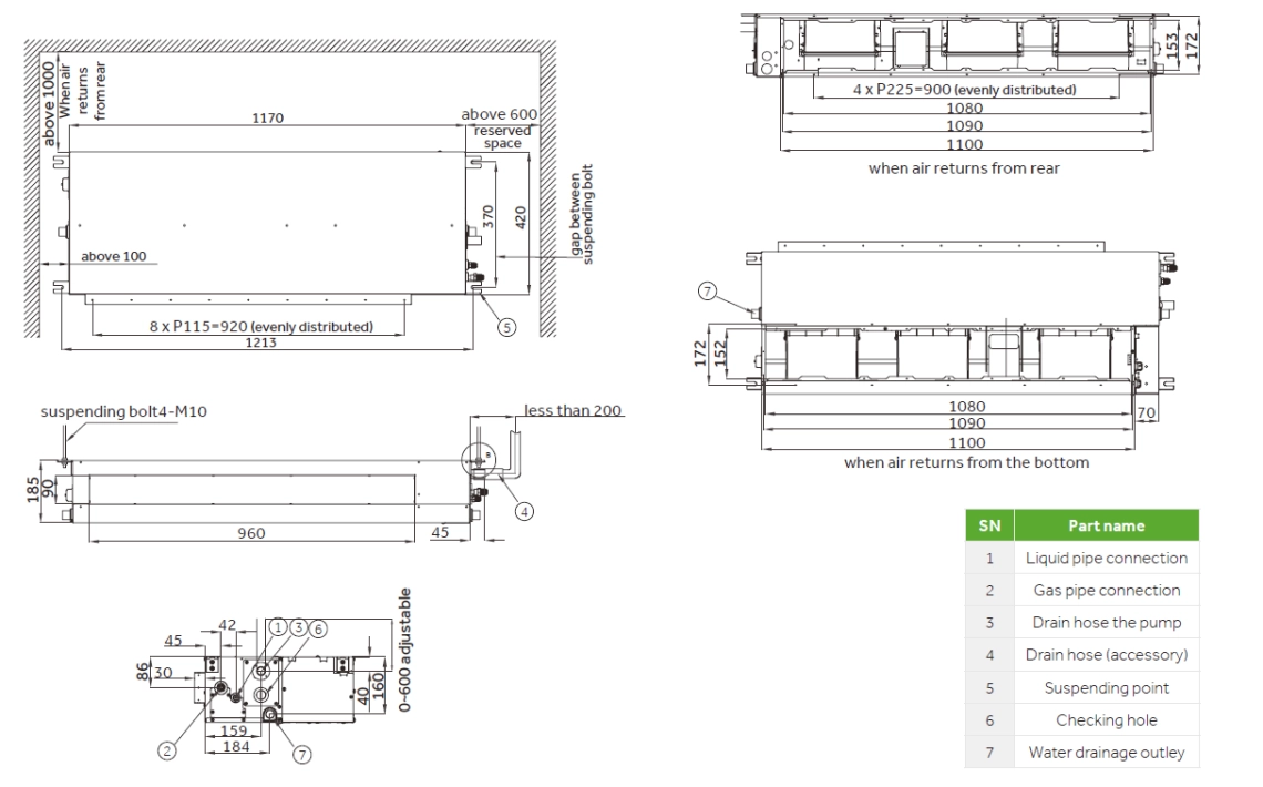 Dimensioni dingombro del condotto sottile MyCond Low ESP - 2