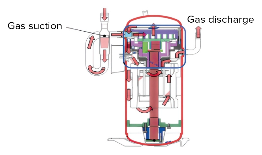 Diagramma di funzionamento del compressore MyCond MRF 6 - aspirazione e mandata