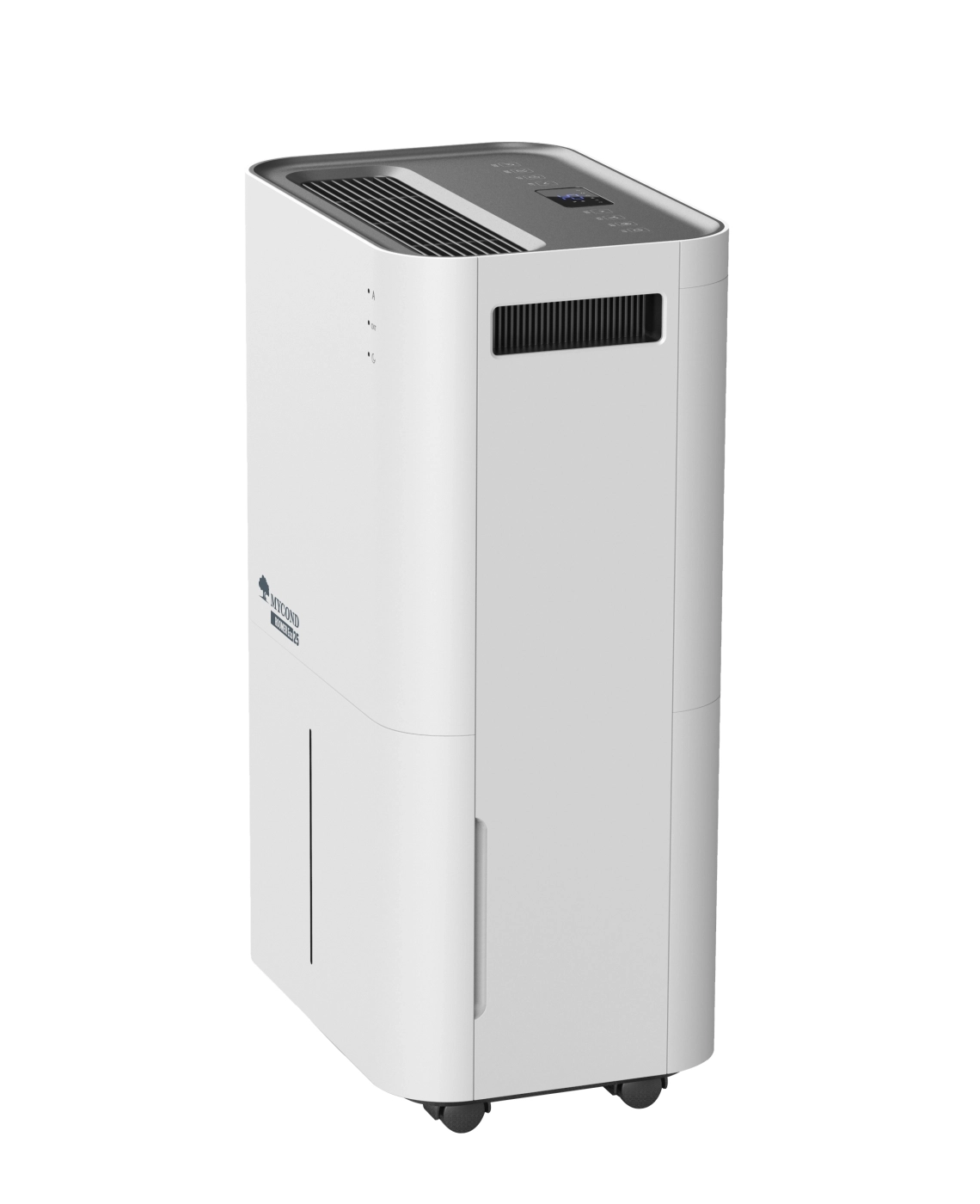 MyCond Roomer Eco 25 Deumidificatore per ambienti compatto con moderno pannello di controllo.
