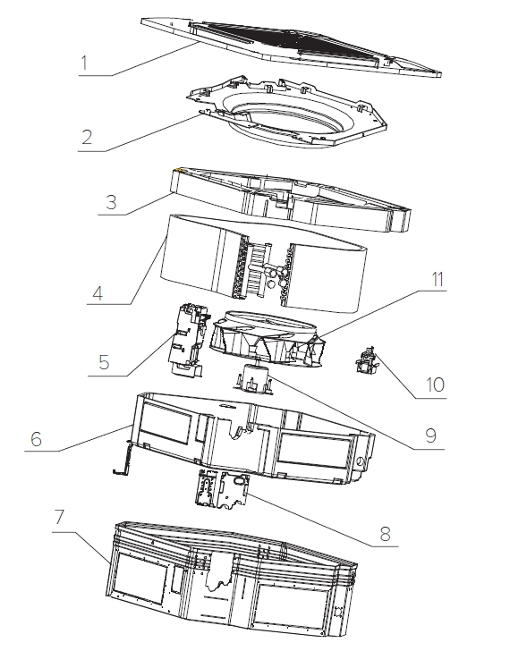 MyCond Schema dei ventilconvettori a cassetta a 4 vie della serie MCFK-T2.