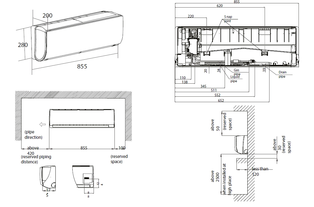 MyCond Serie F a parete Dimensioni dingombro - 1