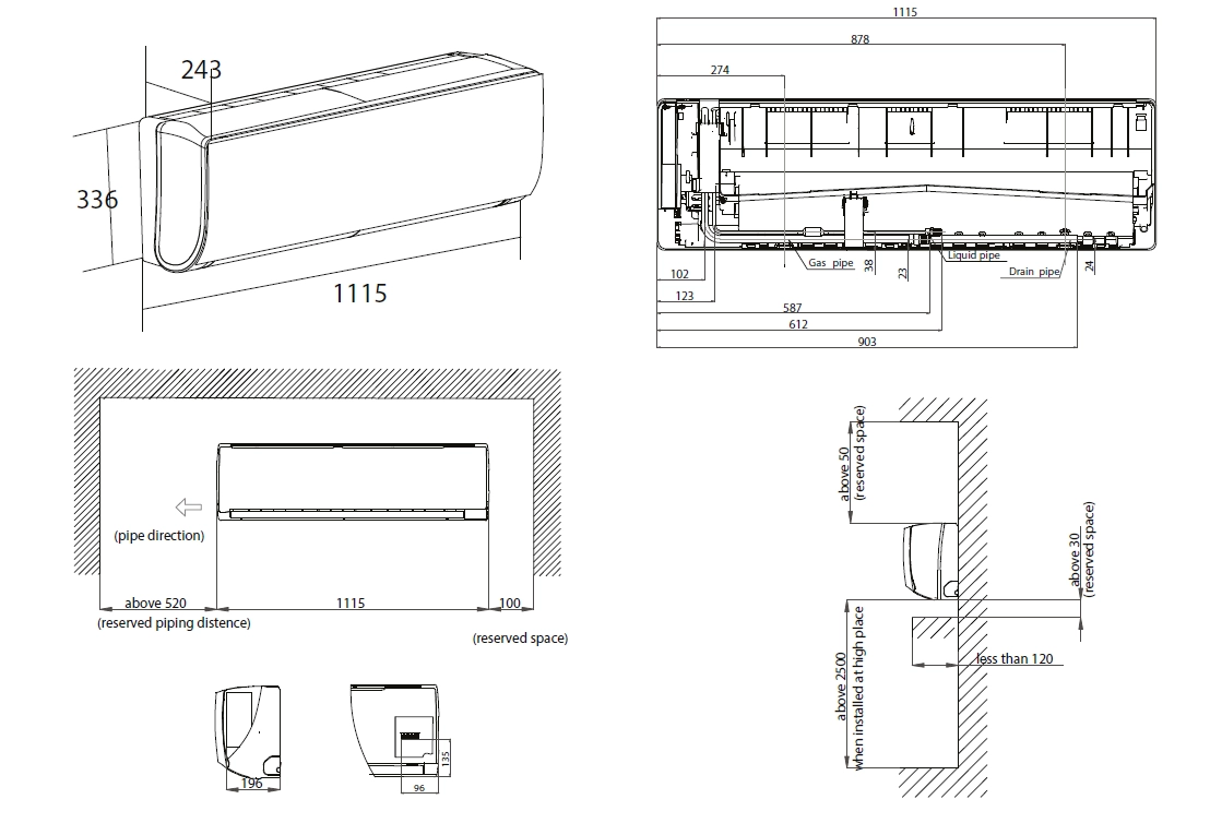 MyCond Serie F a parete Dimensioni dingombro - 2