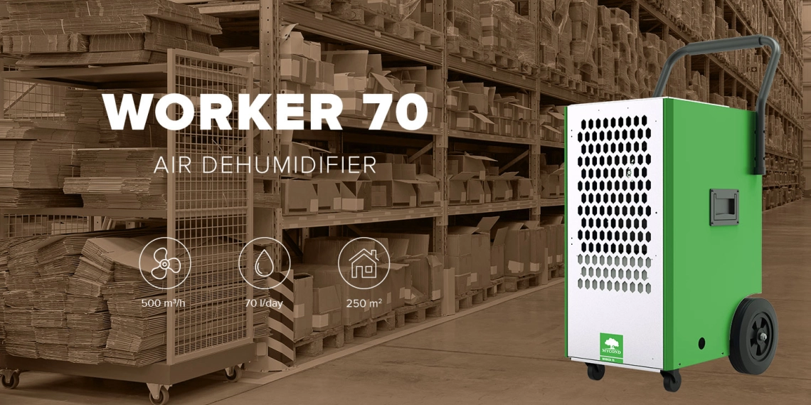 MyCond Worker per magazzino 70 l/giorno, 500 m³/h, superficie fino a 250 m²