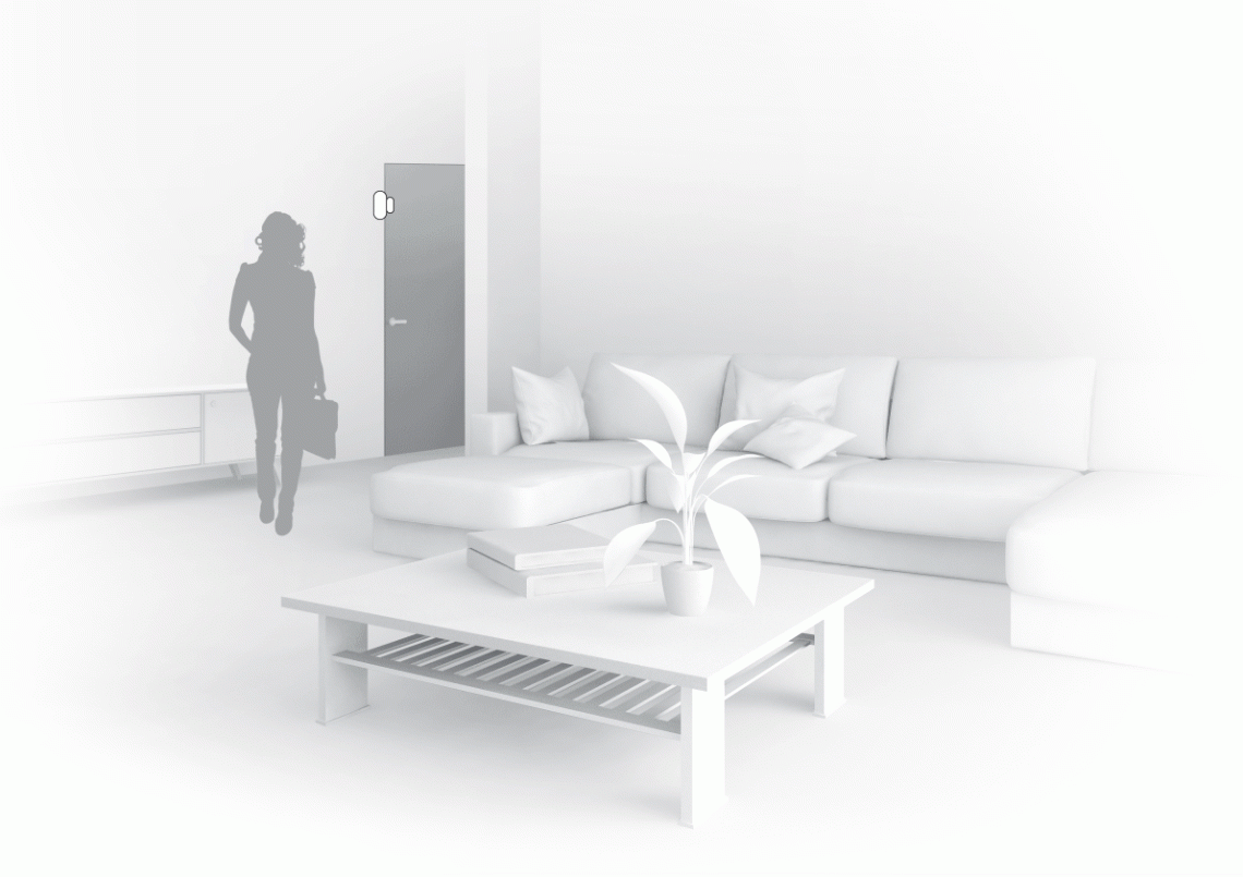 Sensore di porta MyCond Zigbee per il monitoraggio della sicurezza domestica.