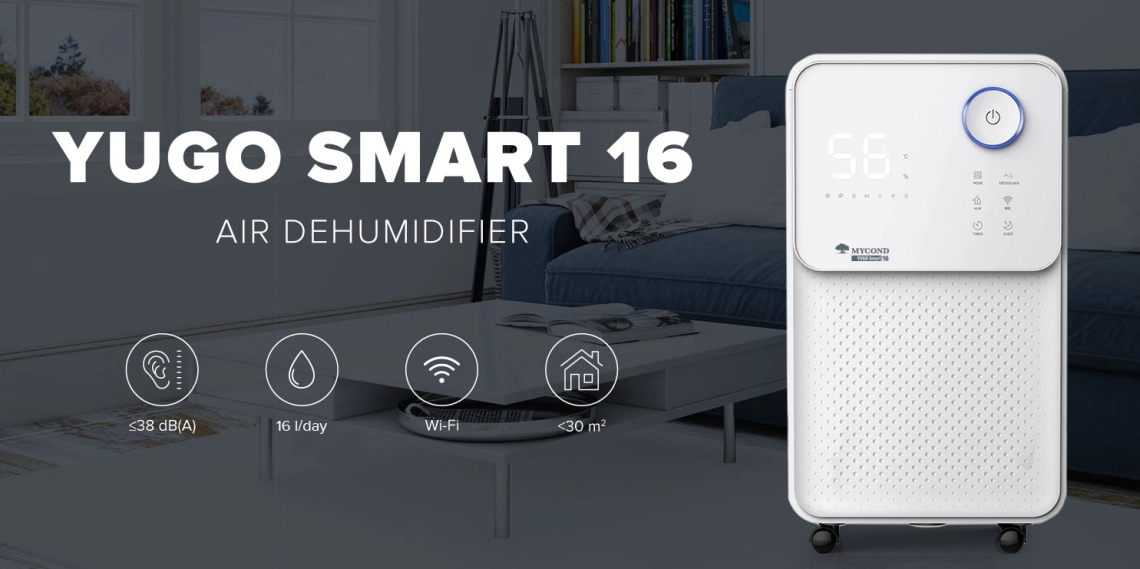 YUGO Smart 16 Deumidificatore compatto con funzionamento silenzioso ed elevata efficienza.