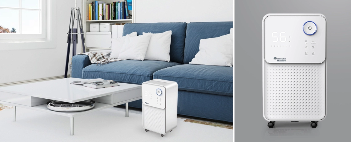 YUGO Smart 16 Deumidificatore daria residenziale elegante ed efficiente con funzionamento silenzioso.